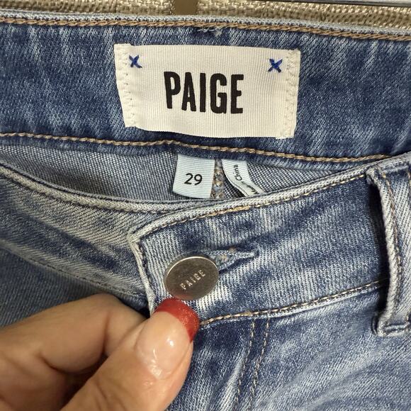 PAIGE Cindy Slit Undone Hem Jeans Women 29 Light MARIENNE Wash Stretch Denim NEW - Picture 7 of 11